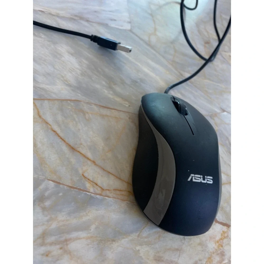ASUS MOEWUO Wired Optical USB Mouse Black Grey 3 Button Scroll Wheel